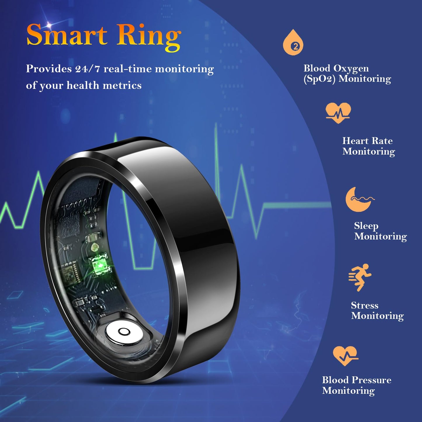 Wrongduck Health Tracker Ring WD-03 Smart Health Ring for Women Men