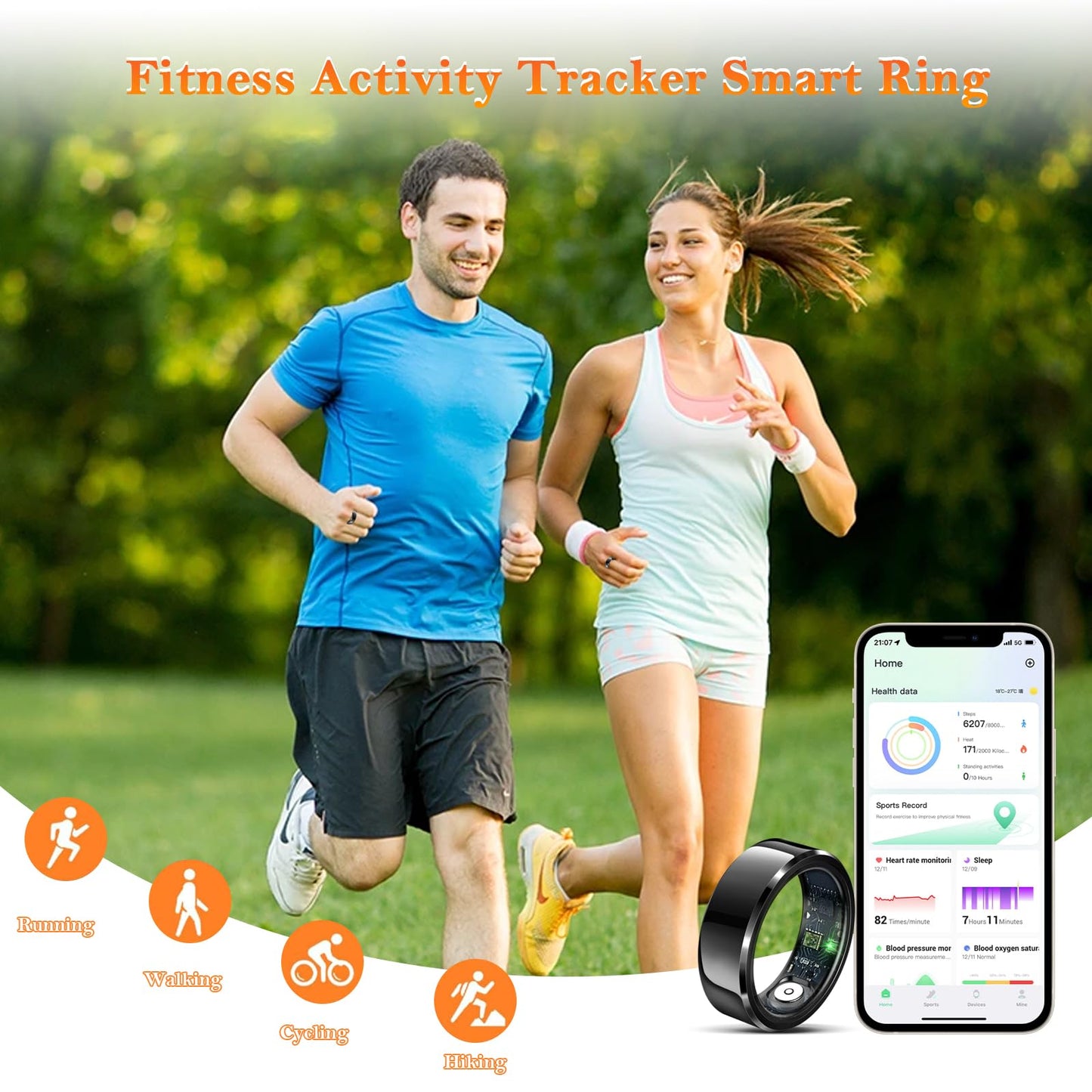 Wrongduck Health Tracker Ring WD-03 Smart Health Ring for Women Men