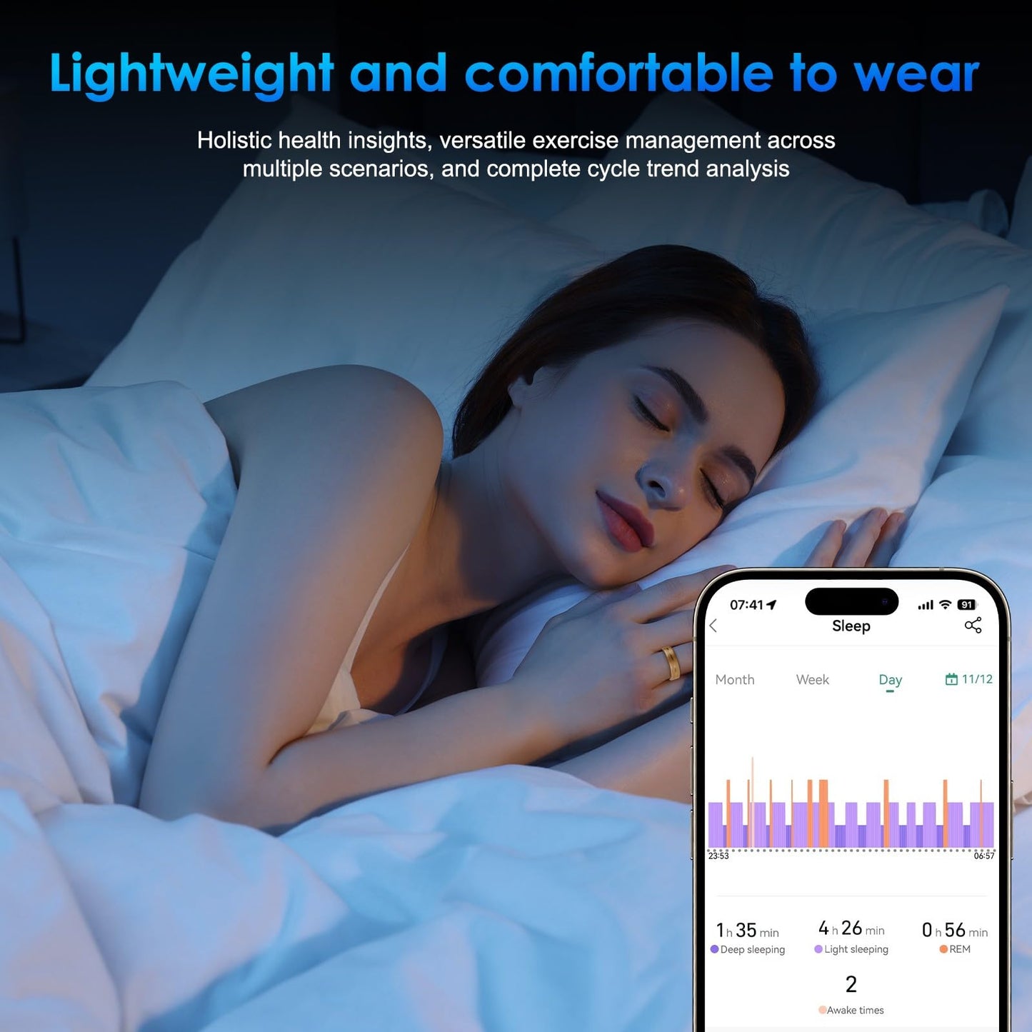 Wrongduck Health Tracker Ring WD-06 Smart Health Ring for Women Men