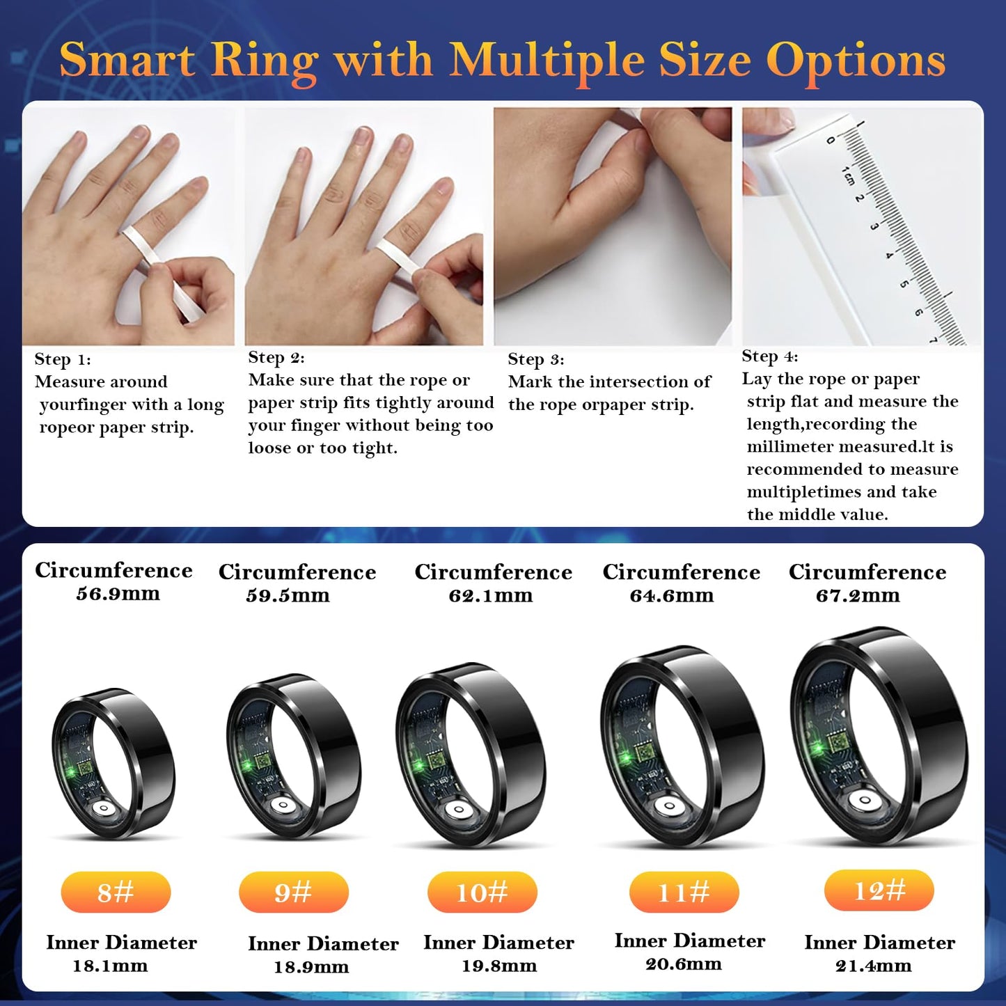 Wrongduck Health Tracker Ring WD-03 Smart Health Ring for Women Men