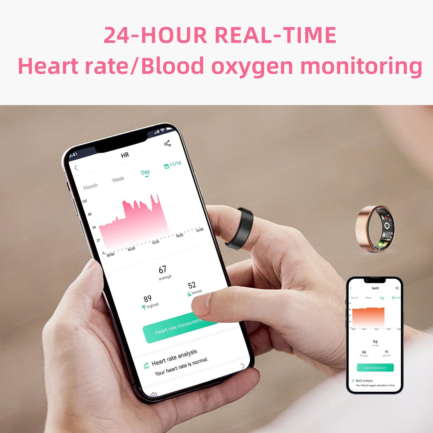 Wrongduck Health Tracker Ring WD-08 Smart Health Ring for Women Men