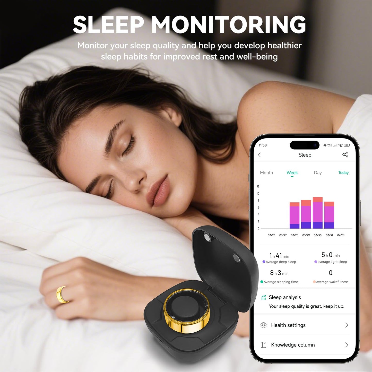 Wrongduck Health Tracker Ring WD-09 Smart Health Ring for Women Men