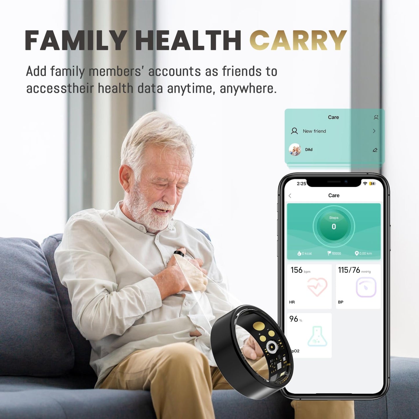 Wrongduck Health Tracker Ring WD-07 Smart Health Ring for Women Men