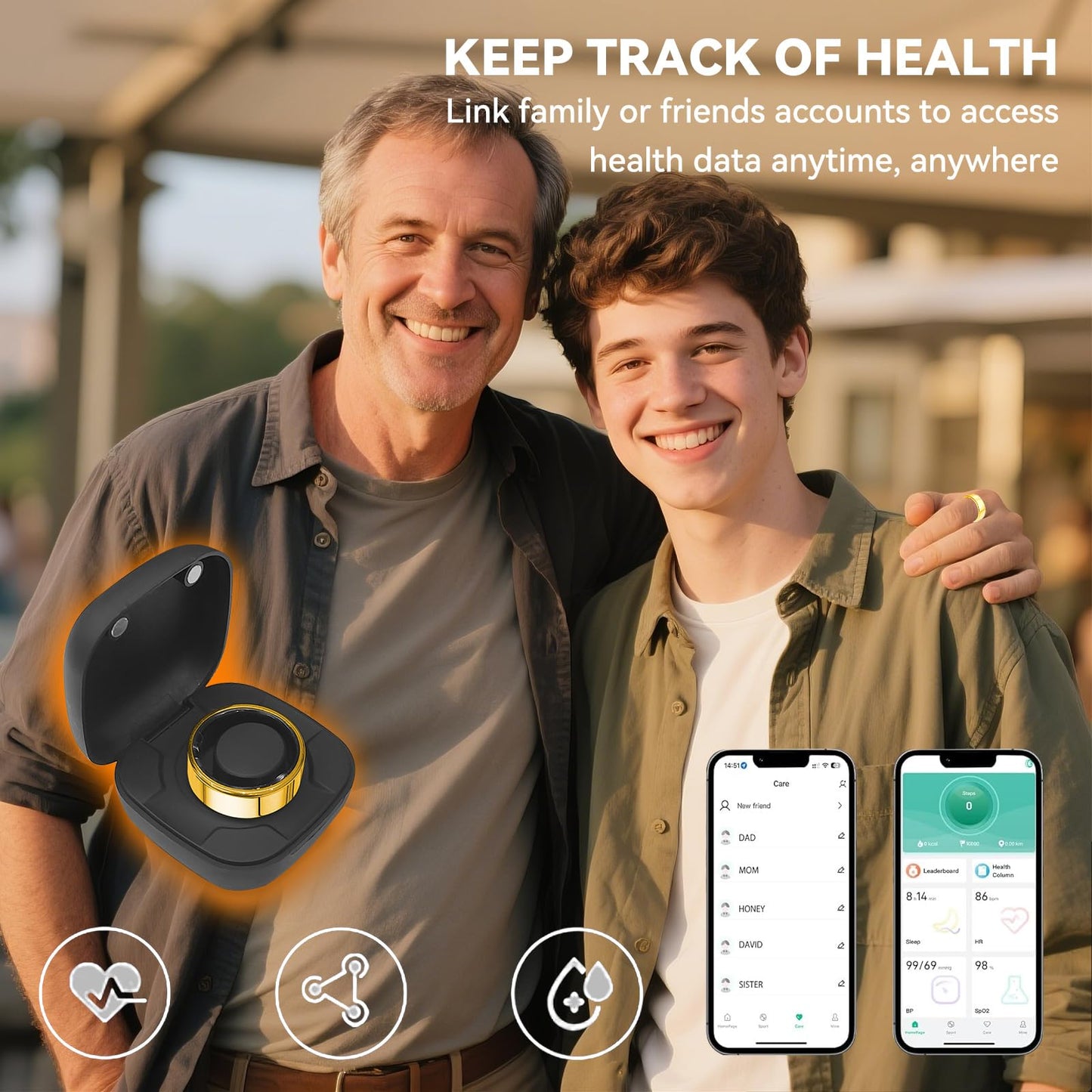 Wrongduck Health Tracker Ring WD-09 Smart Health Ring for Women Men
