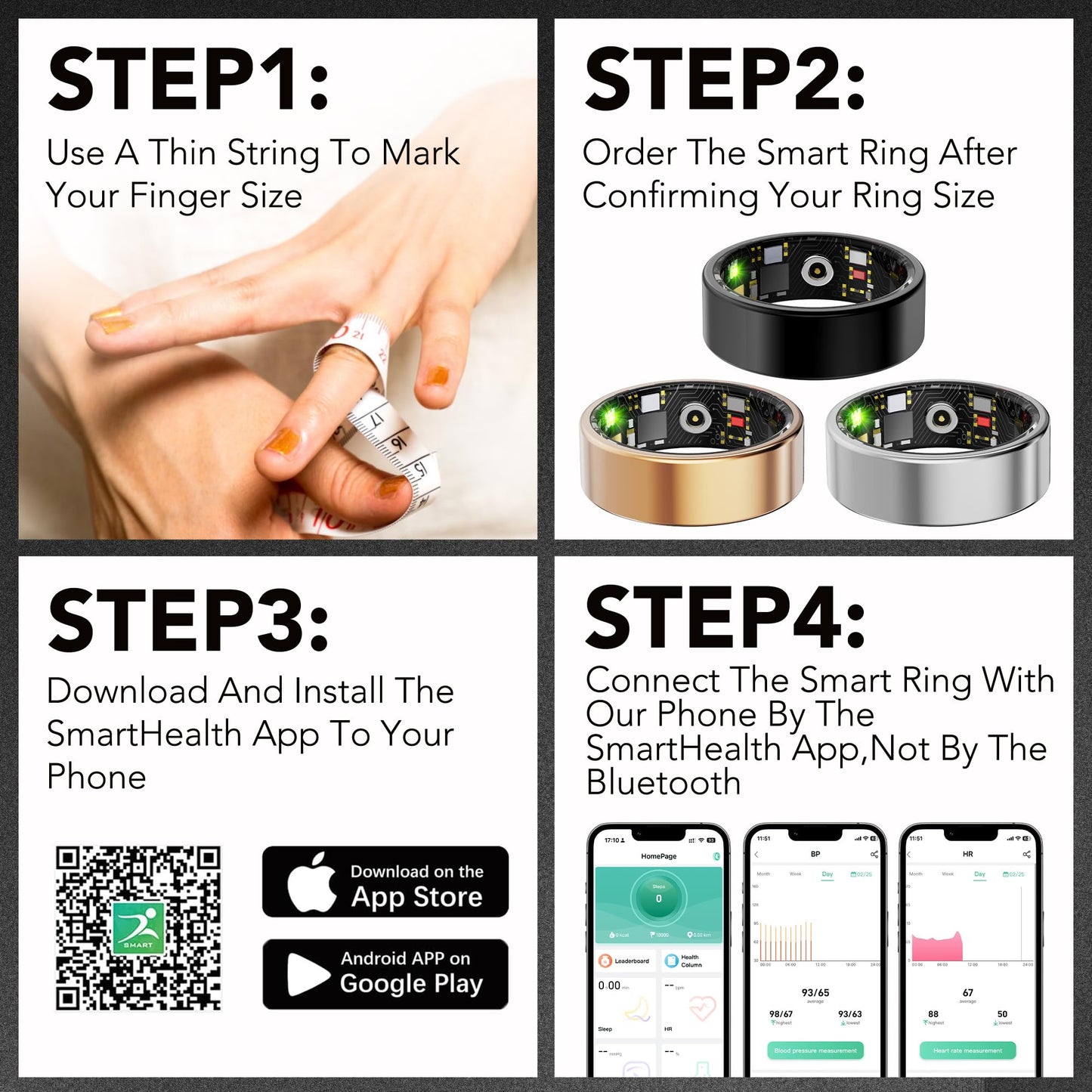 Wrongduck Health Tracker Ring WD-02 Smart Health Ring for Women Men