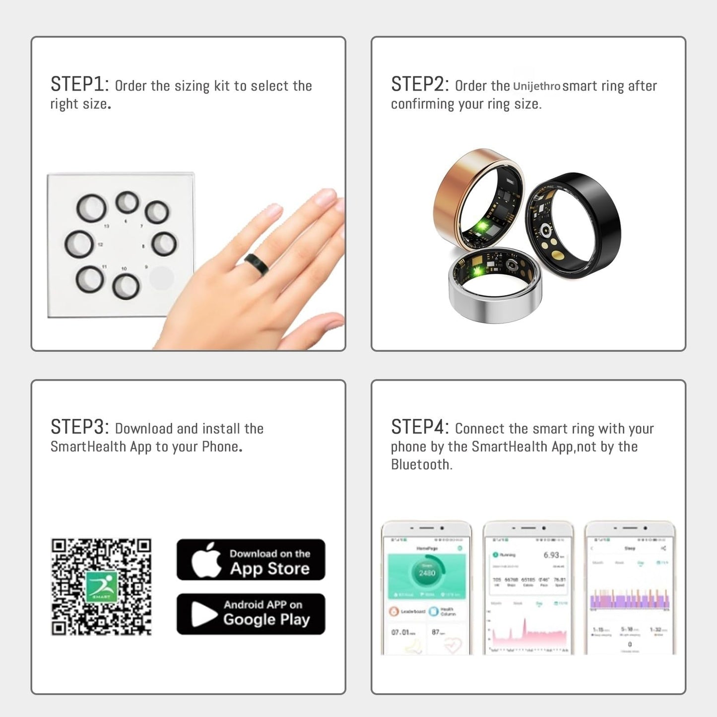 Wrongduck Health Tracker Ring WD-07 Smart Health Ring for Women Men